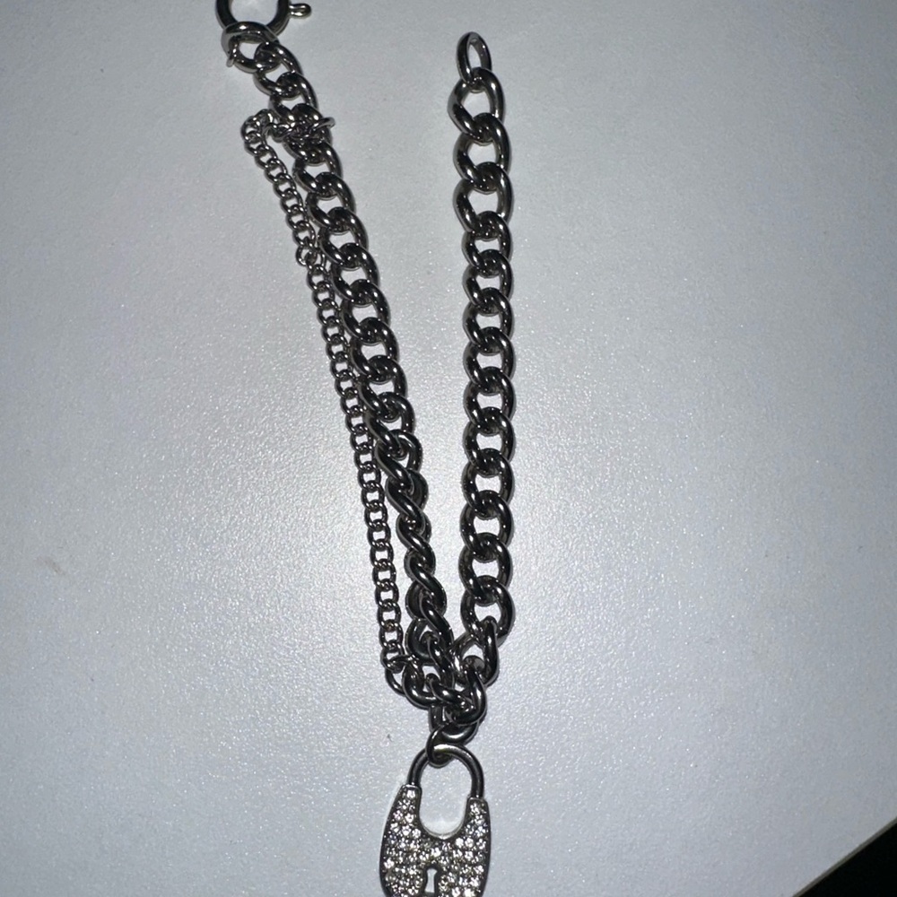 Michael Kors Silver Chain bracelet with Rhinestone Pendant